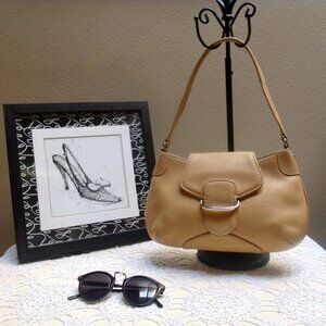 COLE HAAN Classic Creamy Tan Beige Leather Satchel Bag